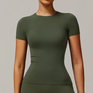 Gym Athletic Slim Fit Top Seamless Short Sleeve Top