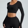 Long Sleeve Yoga Outfits Gym Clothes Seamless Crop Tops yoga clothing manufacturers Long Sleeve T Shirts Women