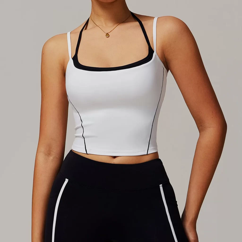 Women Color Block Cami Tank Top Slim Fit Halter Top