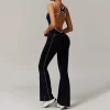 Hollow Back Yoga One Piece Jumpsuit Flare Athletic Jumpsuit