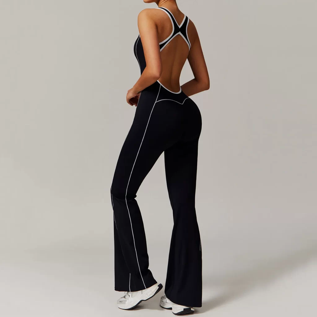 Hollow Back Yoga One Piece Jumpsuit Flare Athletic Jumpsuit