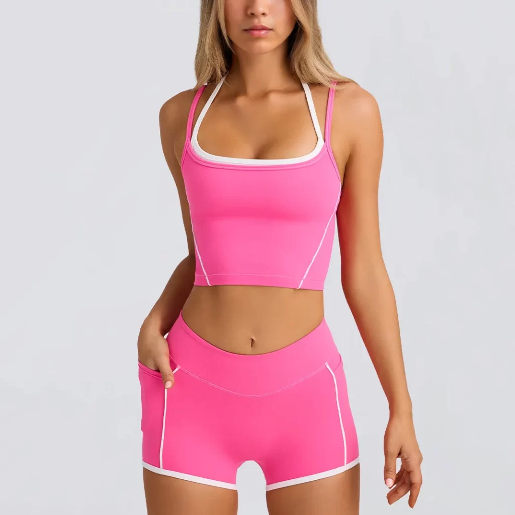 Exercise Wear Wholesale Color Block Camisole Shorts Set