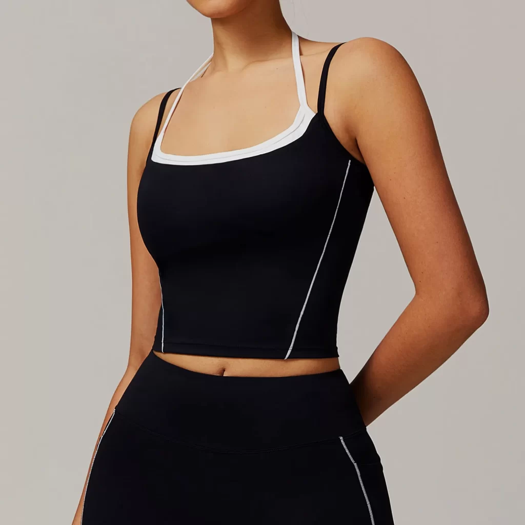 Women Color Block Cami Tank Top Slim Fit Halter Top halter workout tank spark clothing