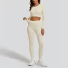 Custom Long Sleeve Workout Gym Wear with Open Back activewear wholesale apparel athletic clothing manufacturers usa hot yoga sets