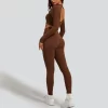 Custom Long Sleeve Workout Gym Wear with Open Back activewear wholesale apparel athletic clothing manufacturers usa hot yoga sets