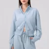Women's Lightweight Athletic Jacket Collared Neck Sweatshirt