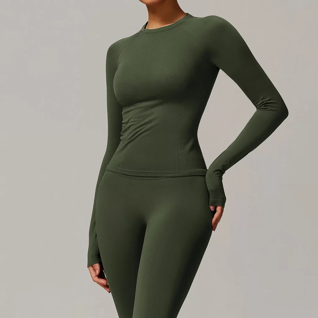 Seamless Long Sleeve Top Breathable Gym Athletic Top Slim Fit