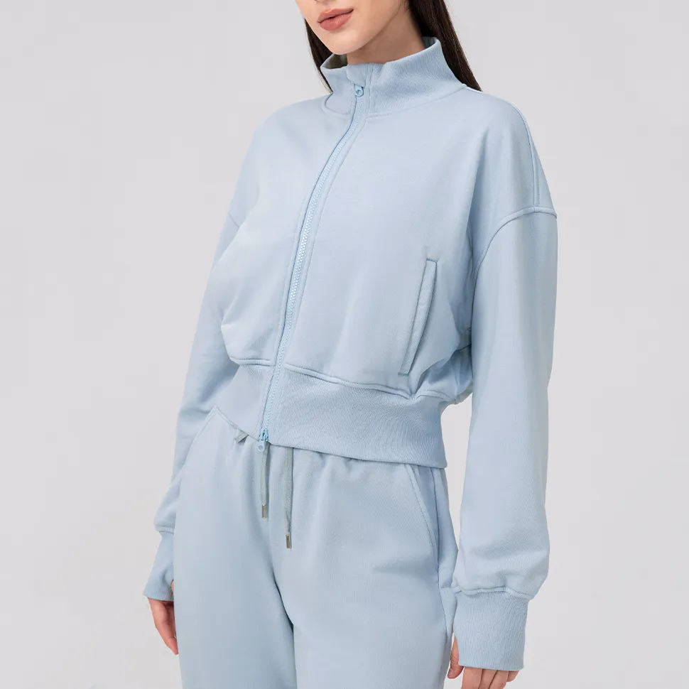 Women's Lightweight Athletic Jacket Collared Neck Sweatshirt