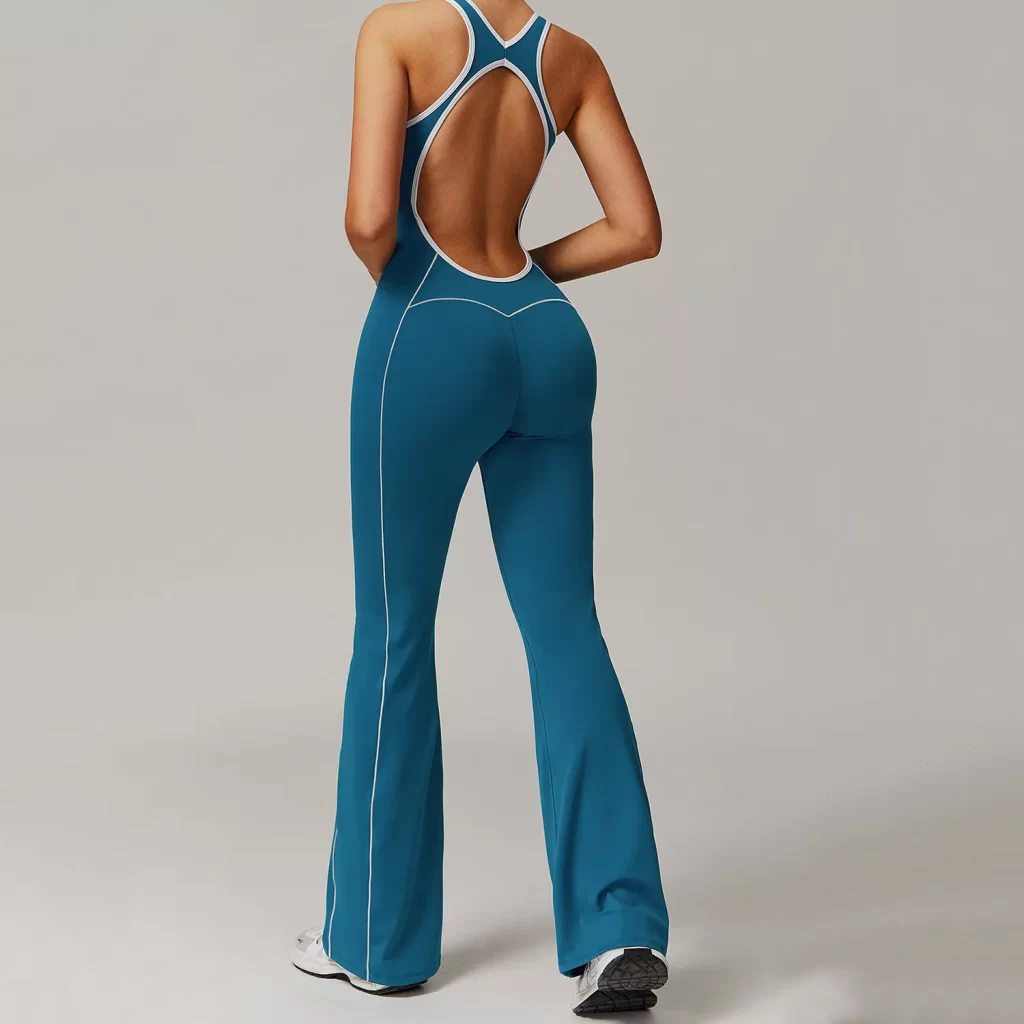 Hollow Back Yoga One Piece Jumpsuit Flare Athletic Jumpsuit