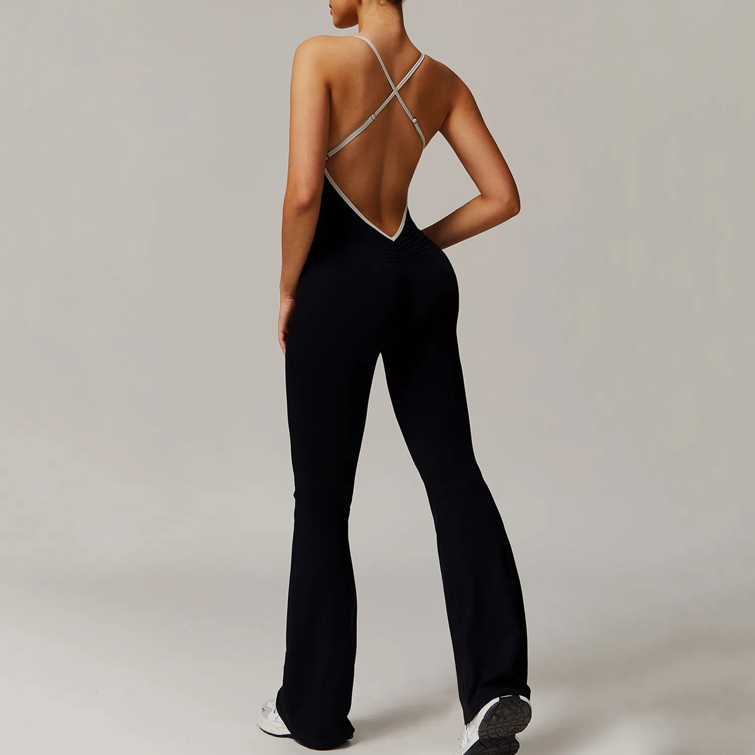One Piece Jumpsuit Spaghetti Straps Stretch Flare Romper
