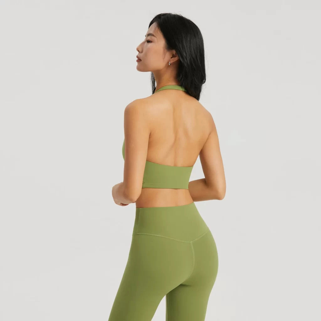 Halter Open Back Sports Bra Padded Yoga Top for Training