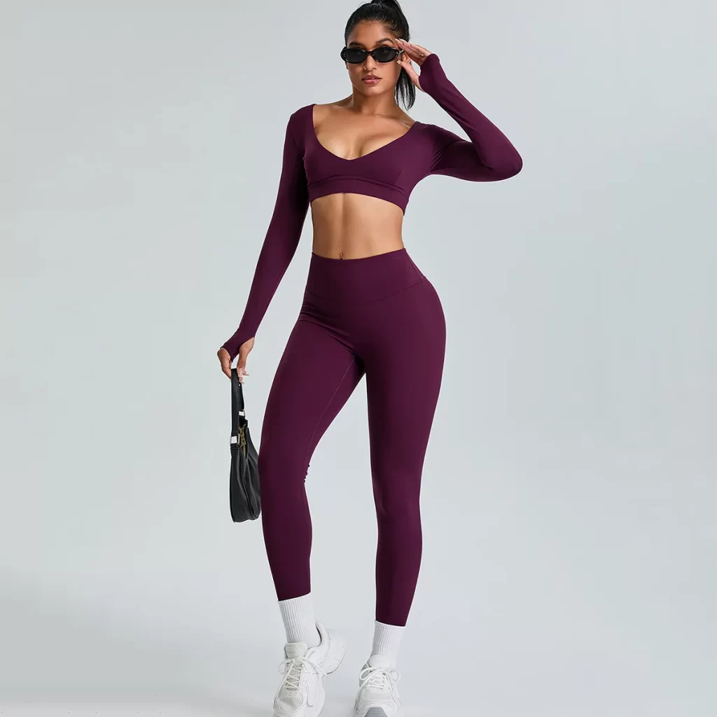 Long Sleeve Workout Shirts Cropped Tops with Built in Bra