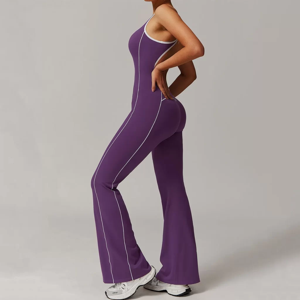 Hollow Back Yoga One Piece Jumpsuit Flare Athletic Jumpsuit