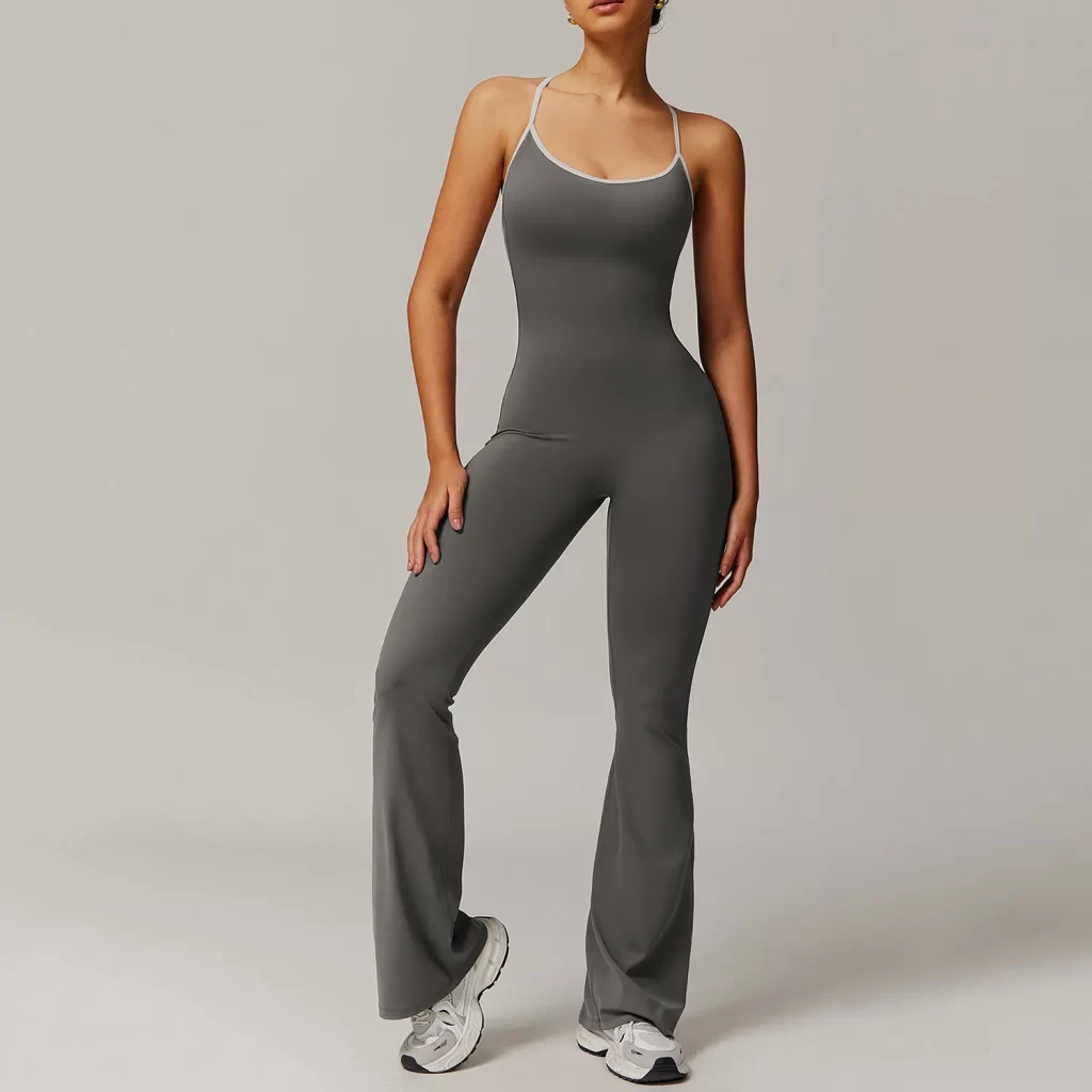 One Piece Jumpsuit Spaghetti Straps Stretch Flare Romper