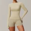 Seamless Long Sleeve Top Breathable Gym Athletic Top Slim Fit