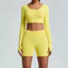 Long Sleeve Yoga Outfits Gym Clothes Seamless Crop Tops yoga clothing manufacturers Long Sleeve T Shirts Women