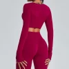 Long Sleeve Yoga Outfits Gym Clothes Seamless Crop Tops yoga clothing manufacturers Long Sleeve T Shirts Women