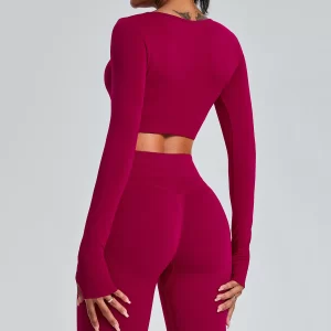Long Sleeve Yoga Outfits Gym Clothes Seamless Crop Tops yoga clothing manufacturers Long Sleeve T Shirts Women