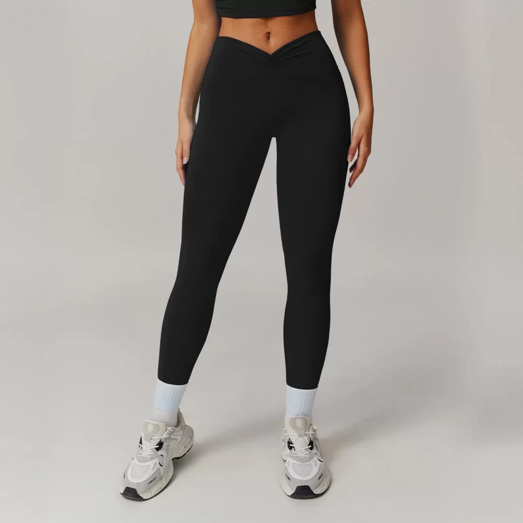 Wholesale V Shape High Waist Yoga Leggings Spark Workout Apparel tummy control pants clothing manufacturer private label