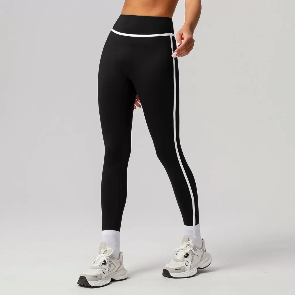 Contrast Colors High Waisted Leggings Tummy Control Yoga Pants