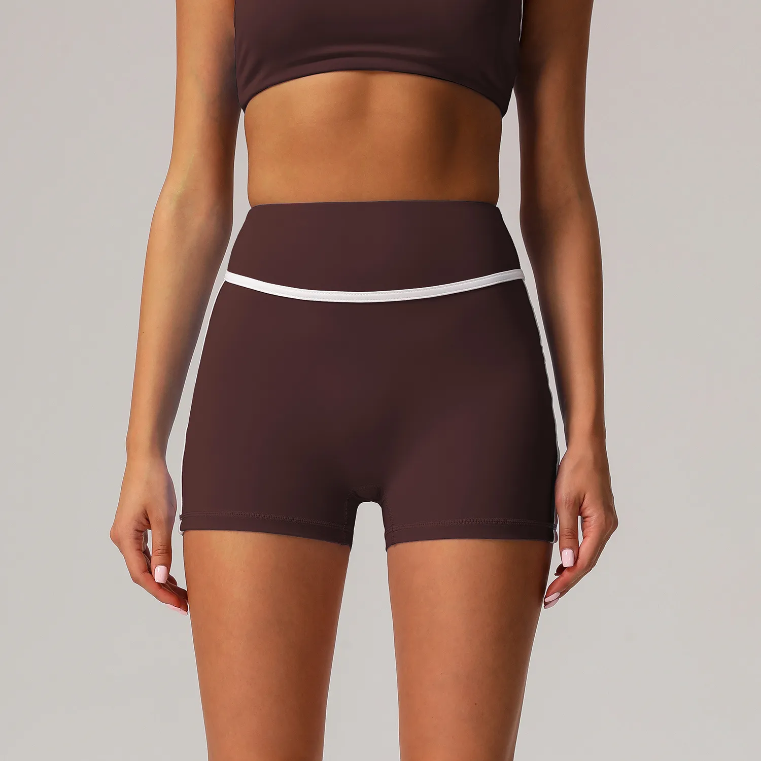 Contrast Colors High Waisted Shorts Women Biker Shorts