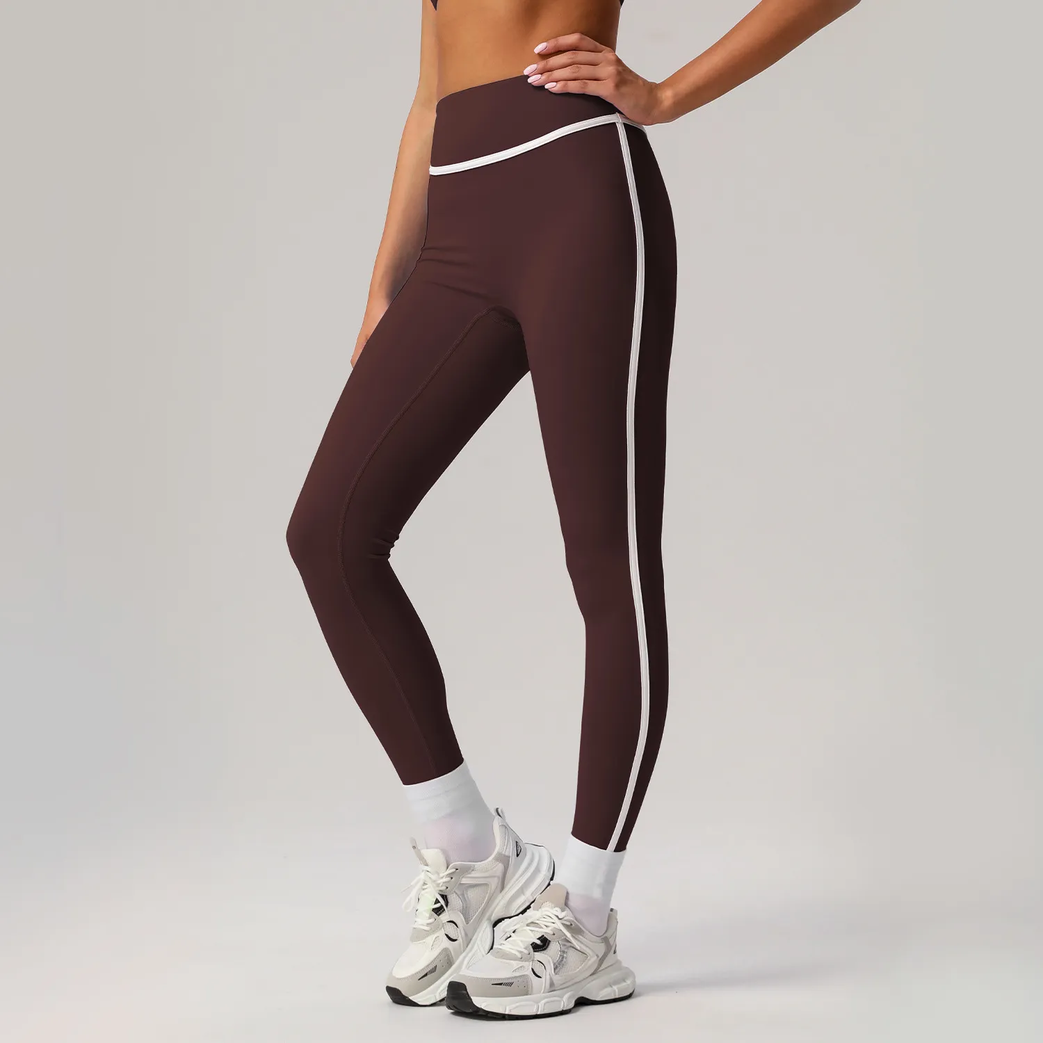 Contrast Colors High Waisted Leggings Tummy Control Yoga Pants