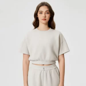 Workout Crop Tops Short Sleeve Athletic Yoga Shirts private label clothing manufacturers crew neck t shirt