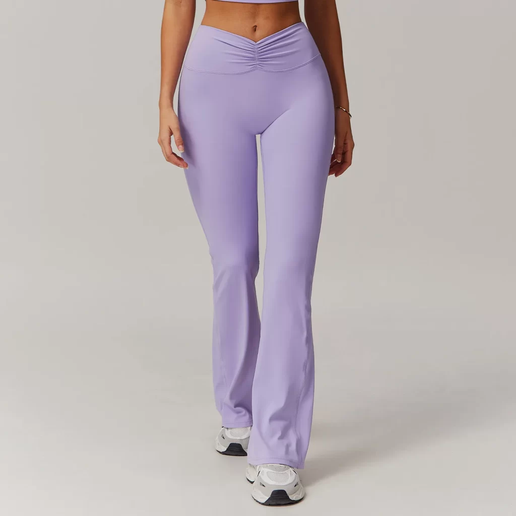 Wholesale V Waist Flared Leggings High Waist Workout Yoga Pants