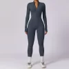 Women's One Piece Workout Bodysuit Long Sleeve Athletic Jumpsuit