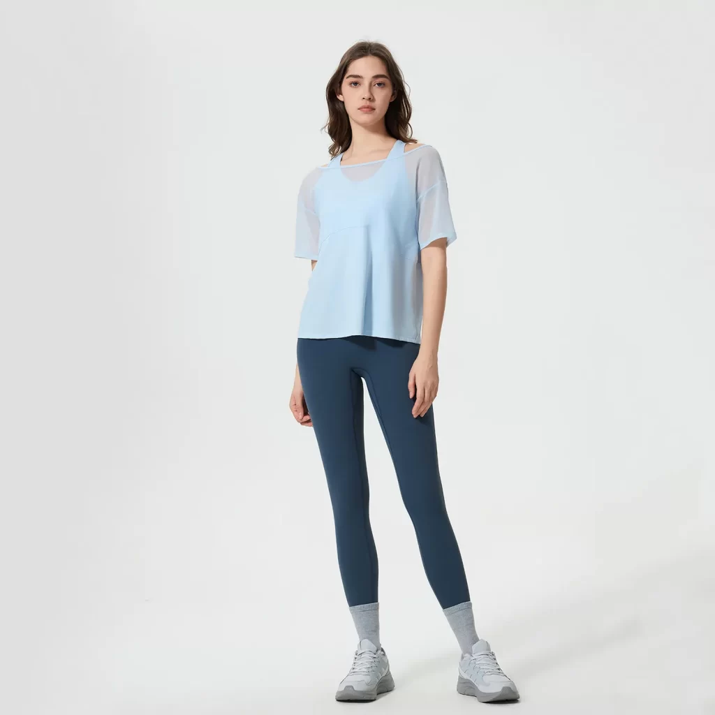 Custom Crew Neck T Shirts Women's Short Sleeve Workout Shirts athleisure wholesale vendors private label clothes