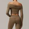 Wholesale Slim Fit Yoga Shirts One-shoulder Long Sleeve Crop Top sportswear manufacturer long sleeve pullover