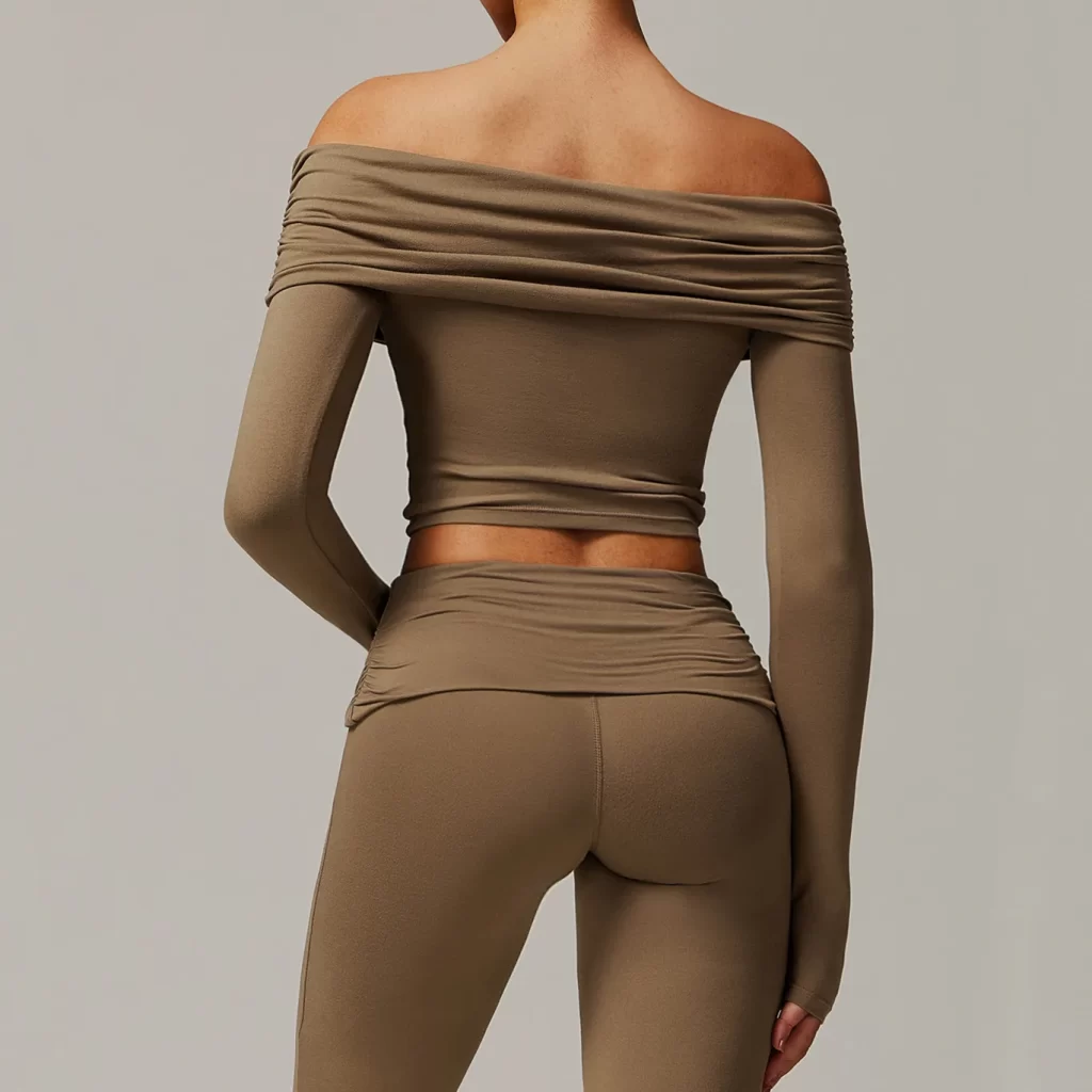 Wholesale Slim Fit Yoga Shirts One-shoulder Long Sleeve Crop Top sportswear manufacturer long sleeve pullover