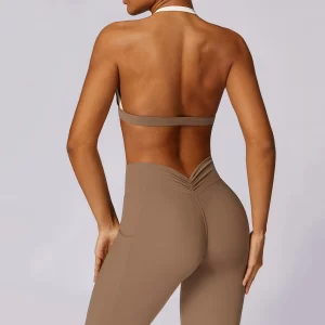 Custom Workout Apparel Medium Impact Halter Sports Bras for Women custom sports bra yoga clothing manufacturers