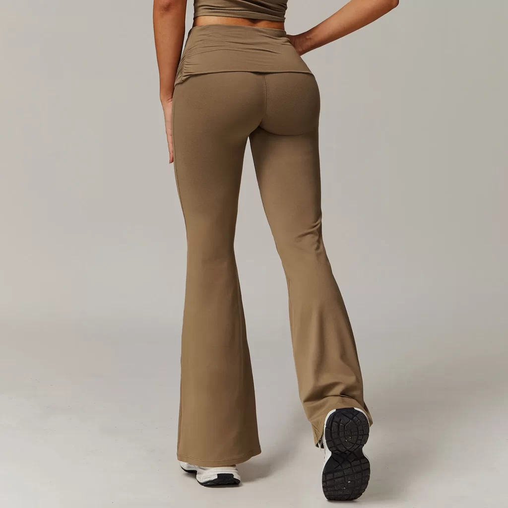 Fitness Apparel Manufacturers Folded Waist Yoga Flared Pants sportswear manufacturer yoga pants manufacturers spark clothing