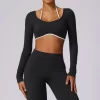 Sports Apparel Manufacturers Women Workout Long sleeve Crop Top custom athletic apparel manufacturers personalised gym clothing