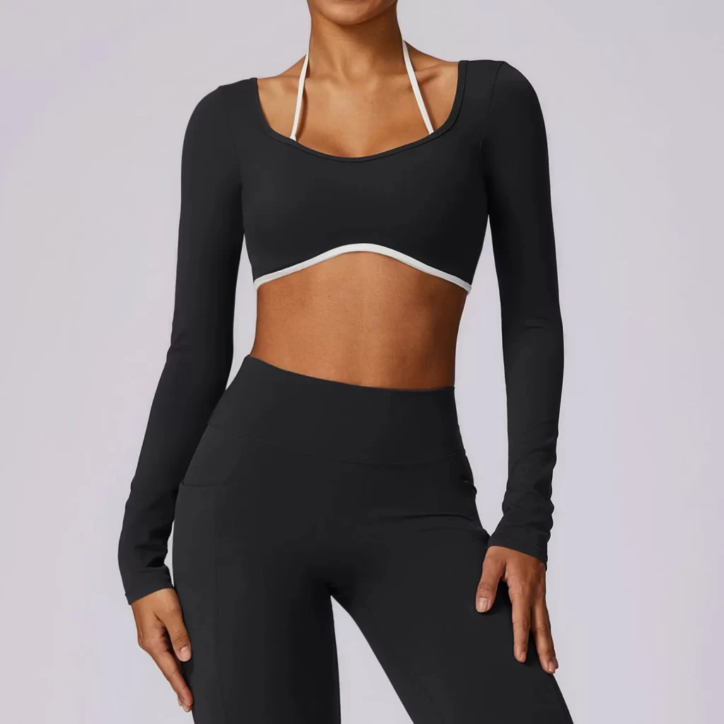 Sports Apparel Manufacturers Women Workout Long sleeve Crop Top custom athletic apparel manufacturers personalised gym clothing