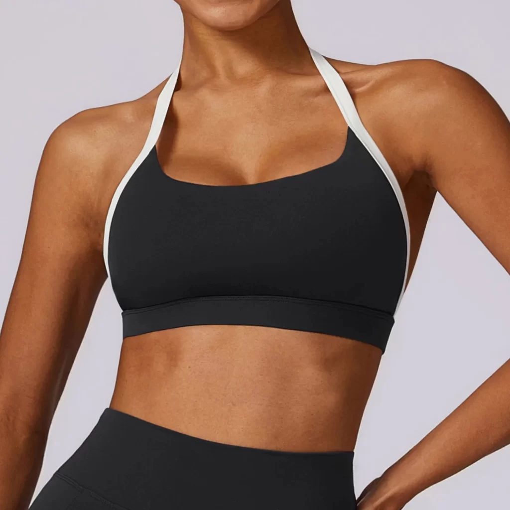 Custom Workout Apparel Medium Impact Halter Sports Bras for Women custom sports bra yoga clothing manufacturers