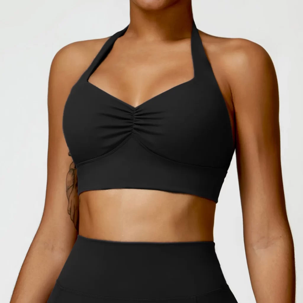 Custom Workout Crop Tank Top Mideum Impact Sports Padded Bra wholesale activewear clothing yoga clothing manufacturers
