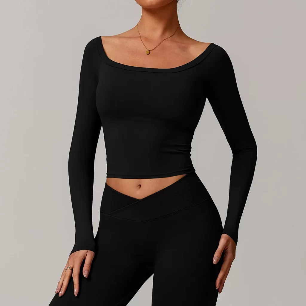 Personalised Gym Shirts Workout Long Sleeve Crop Top custom workout clothes wholesale athletic clothing