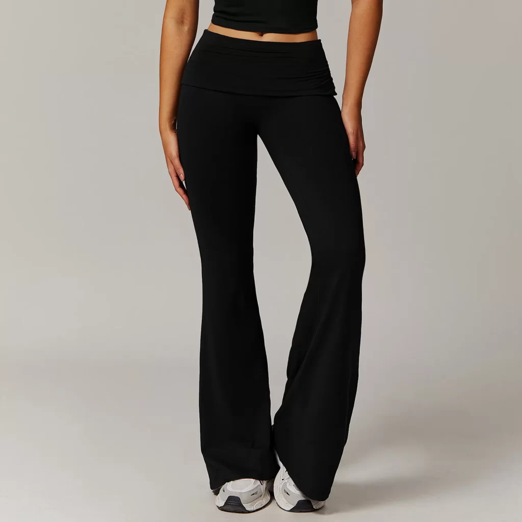 Fitness Apparel Manufacturers Folded Waist Yoga Flared Pants sportswear manufacturer yoga pants manufacturers spark clothing