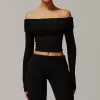 Wholesale Slim Fit Yoga Shirts One-shoulder Long Sleeve Crop Top sportswear manufacturer long sleeve pullover