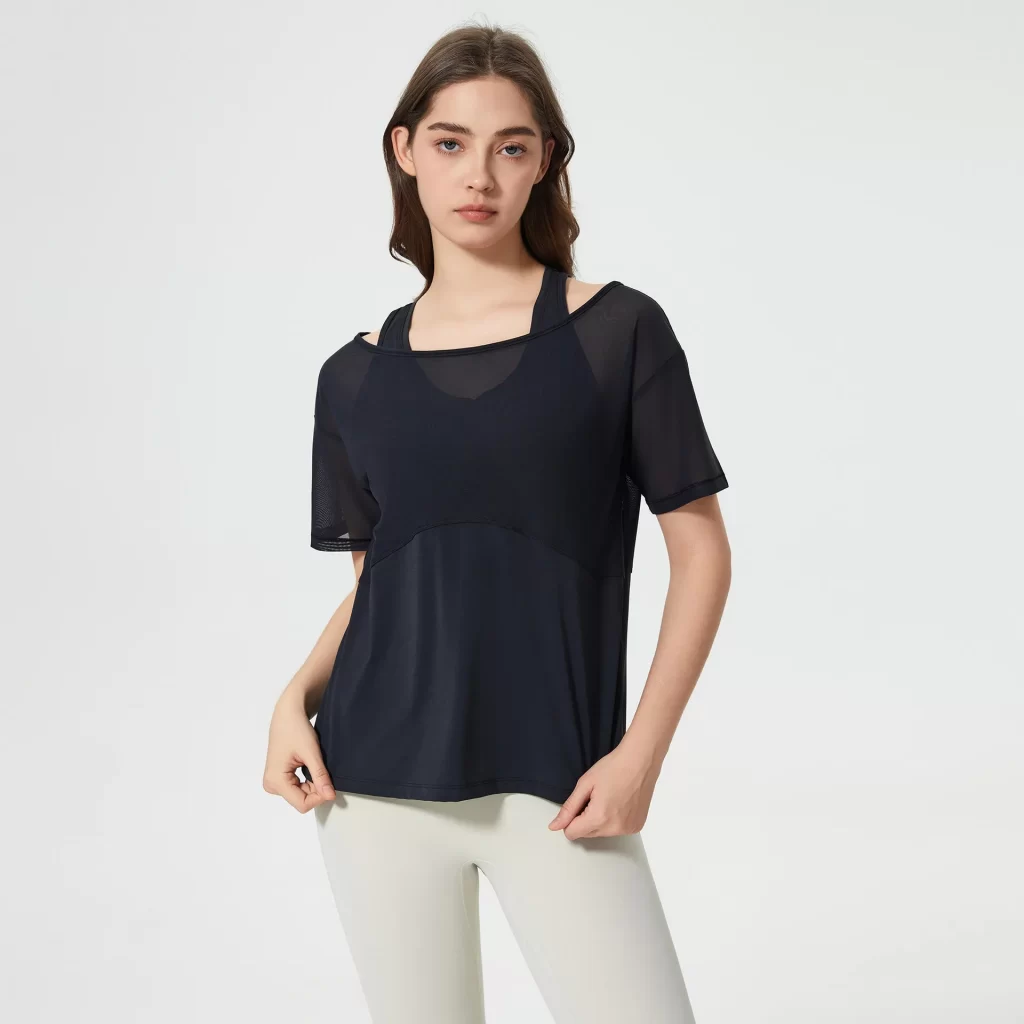 Custom Crew Neck T Shirts Women's Short Sleeve Workout Shirts athleisure wholesale vendors private label clothes