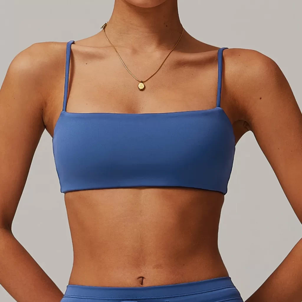 Personalized Sports Bra Square Neck Spaghetti Strap Padded Top