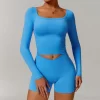 Personalised Gym Shirts Workout Long Sleeve Crop Top custom workout clothes wholesale athletic clothing