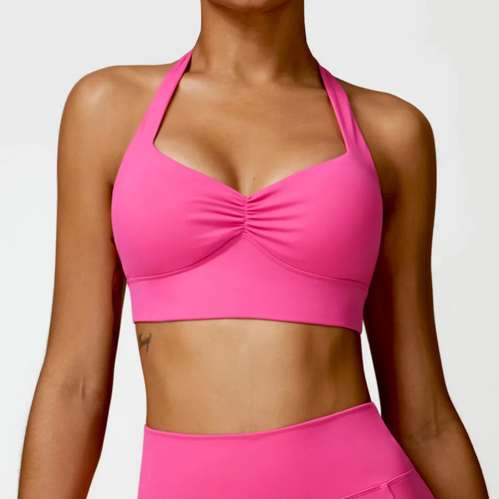 Custom Workout Crop Tank Top Mideum Impact Sports Padded Bra wholesale activewear clothing yoga clothing manufacturers