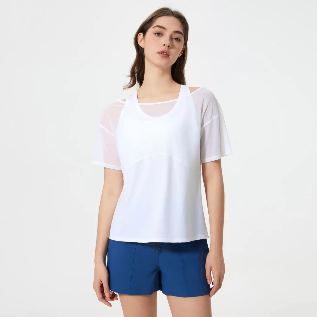 Custom Crew Neck T Shirts Women's Short Sleeve Workout Shirts athleisure wholesale vendors private label clothes