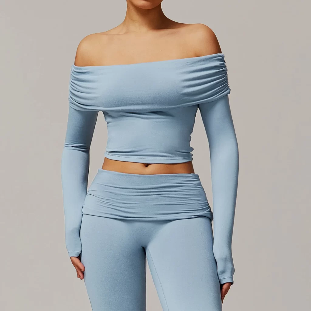Wholesale Slim Fit Yoga Shirts One-shoulder Long Sleeve Crop Top sportswear manufacturer long sleeve pullover