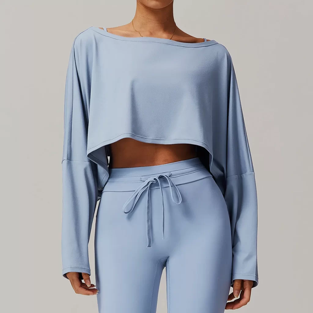 Women's Off Shoulder Long Sleeve Wholesale Casual Loose Crop Tops