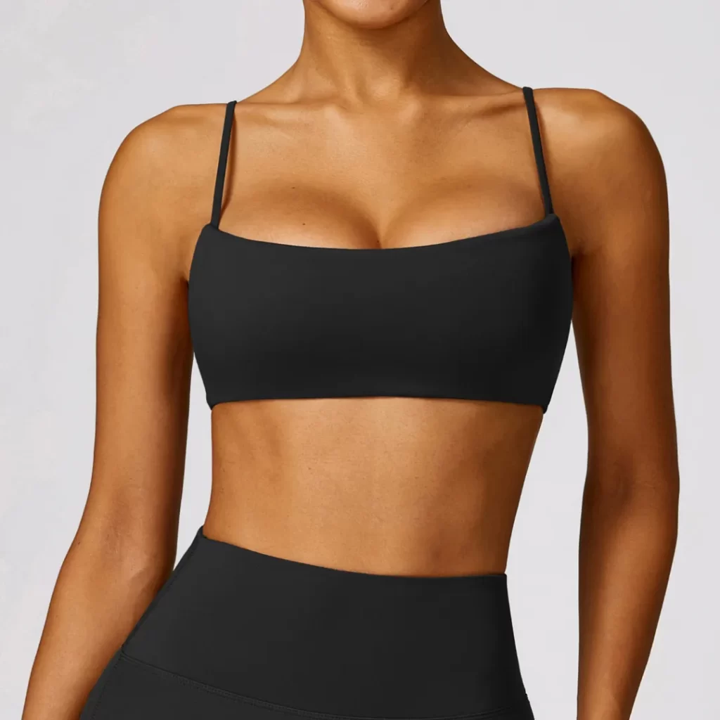 Personalized Sports Bra Square Neck Spaghetti Strap Padded Top