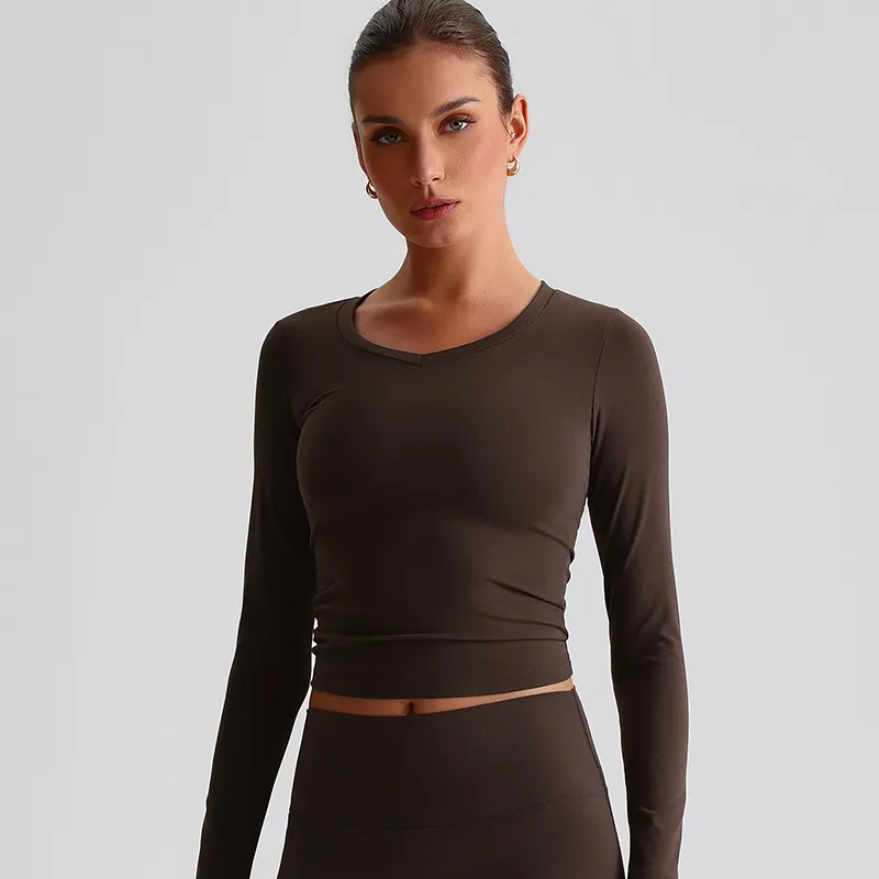 Wholesale Long Sleeve T Shirts Bulk High Impact Yoga Pilates Top